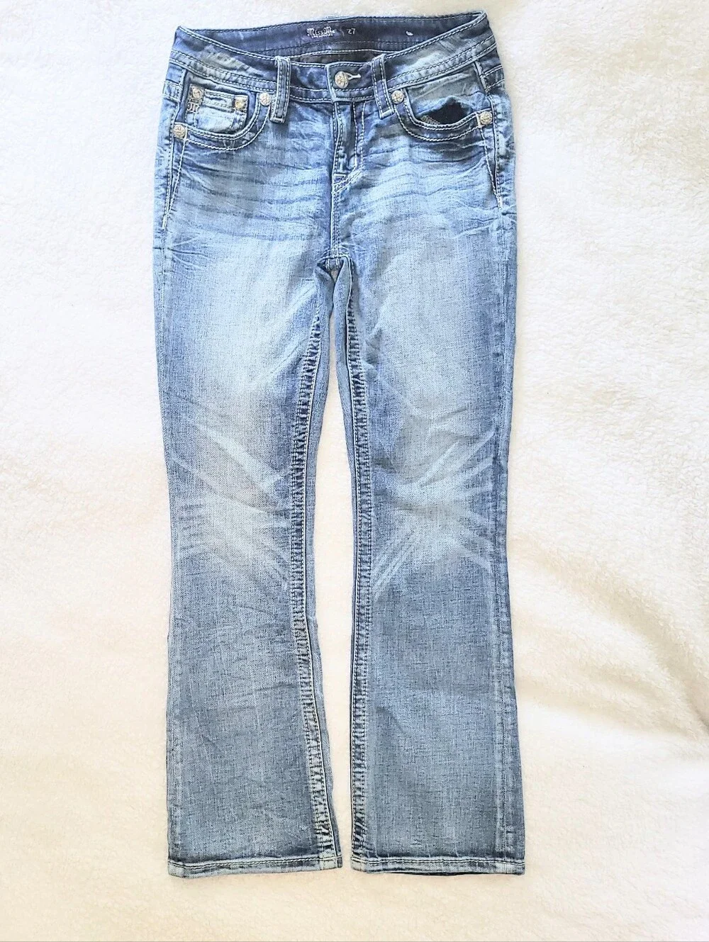 NWOT Miss Me Rare Cowboy Western Theme Premium Denim Jeans Tailor Boot Size 27 - Picture 3 of 16
